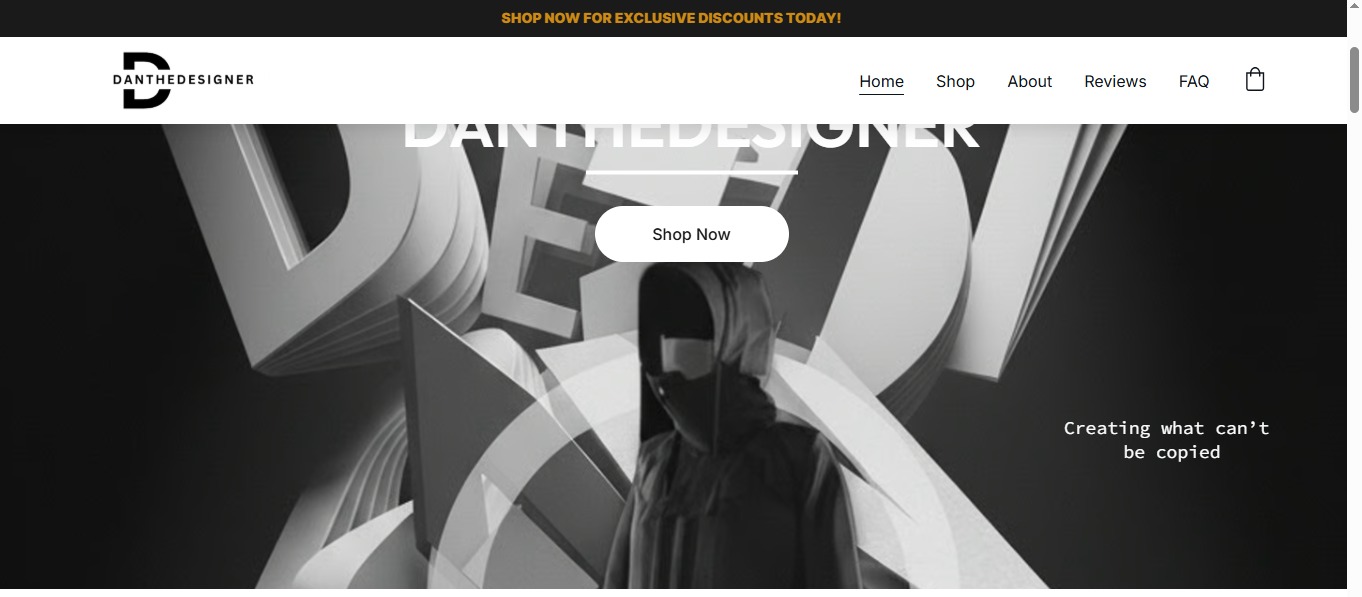DanTheDesigner High-Contrast E-Commerce Hero Experience